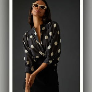 Anthropologie/Maeve Femme Button-Down Sold‎ Out Polka Dot Top Shirt Large